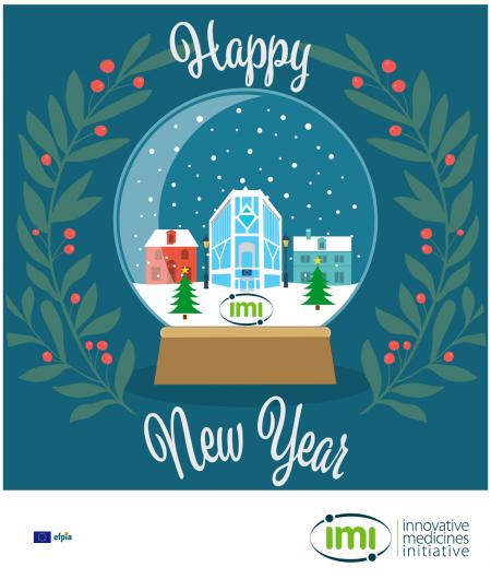 IMI greetings card 2020 with the text &#039;Happy New Year&#039;